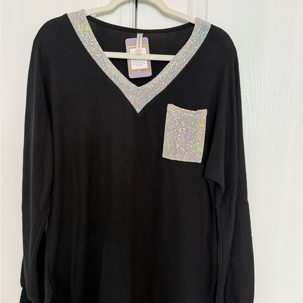 Emerald Black Tunic with Silver Accents